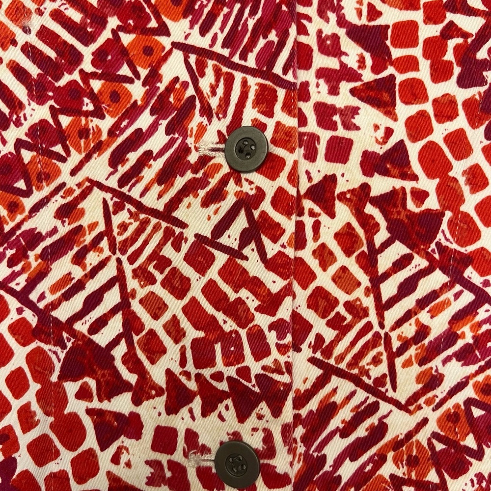 Chico’s Patterned Red And White Print Button Fron… - image 7